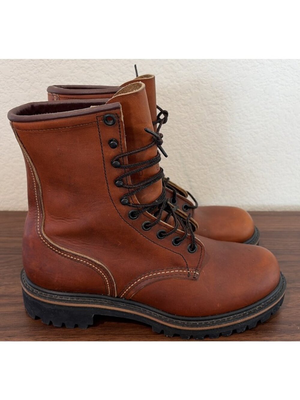 Red Wing 899 Round Toe Leather Work Boots Mens Sport Vibram US 7 D Logger